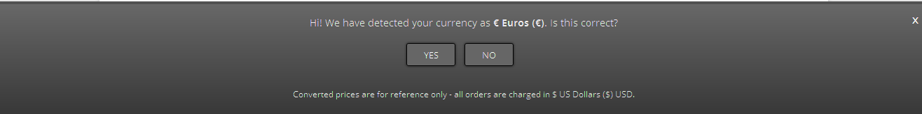 Detected Currency Popup